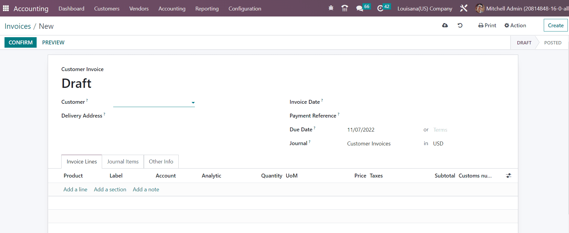 Odoo 16 accounting