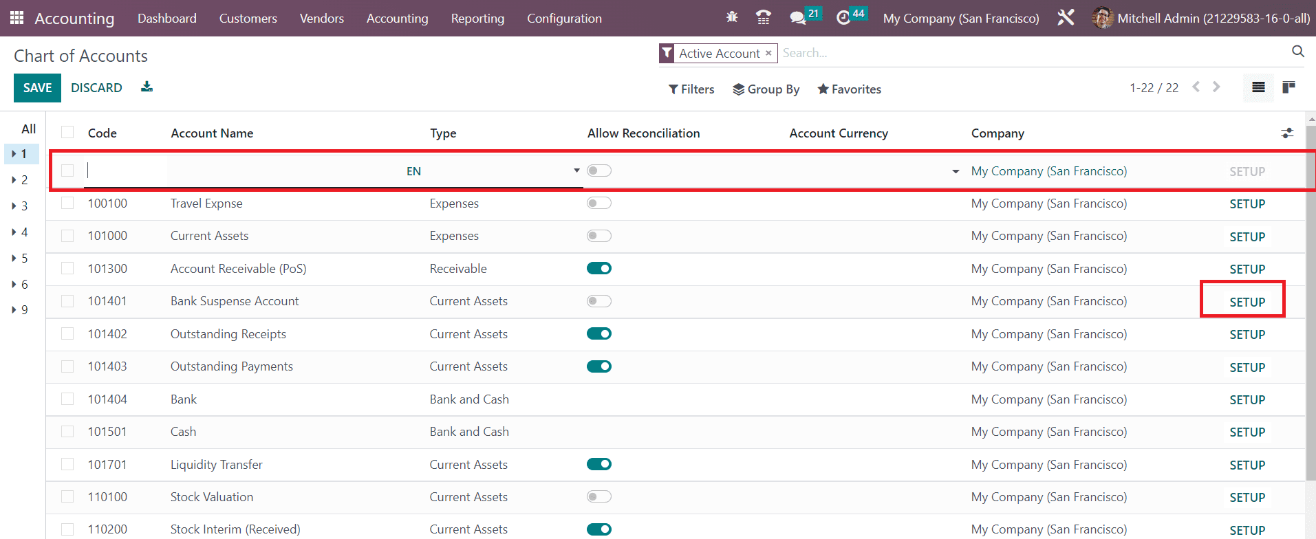 Odoo 16 accounting