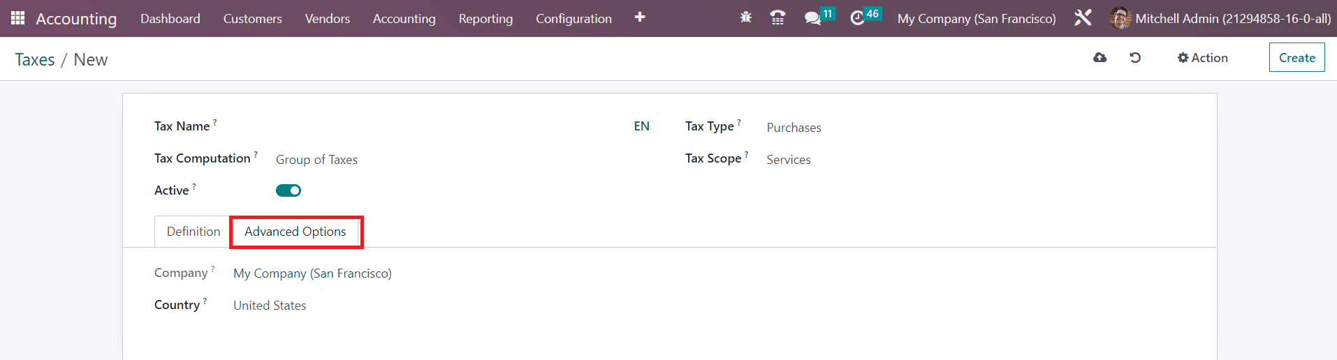 Odoo 16 accounting