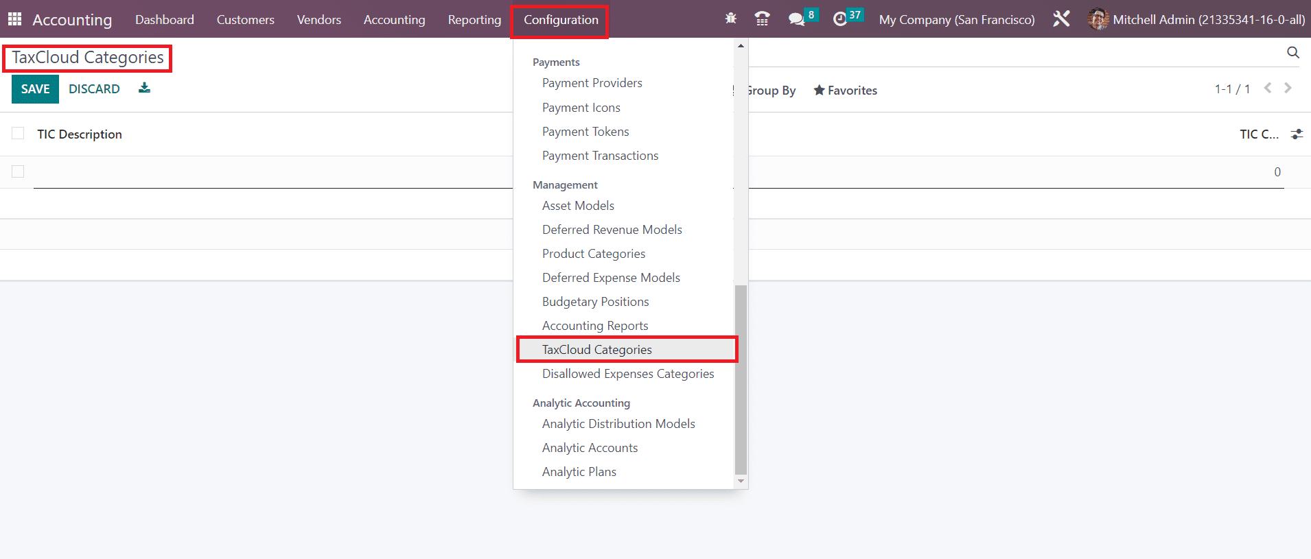Odoo 16 accounting