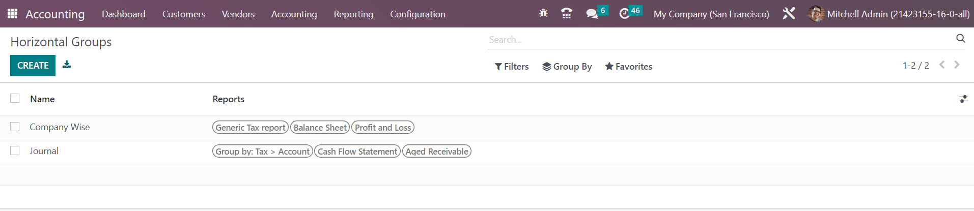 Odoo 16 accounting