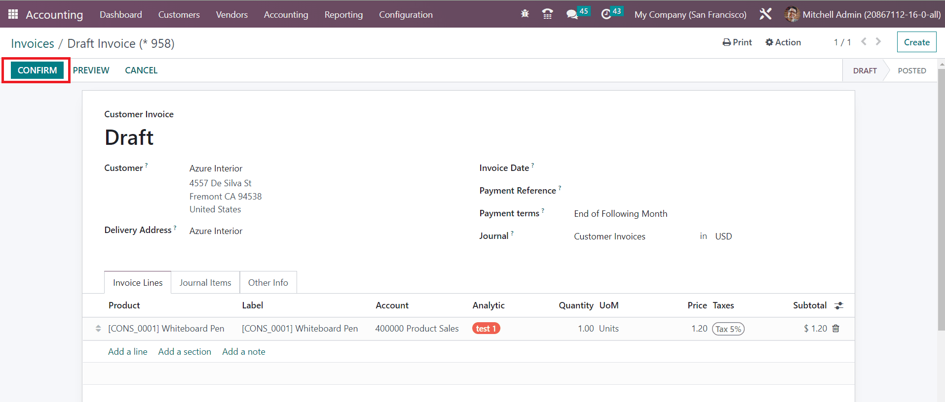 Odoo 16 accounting