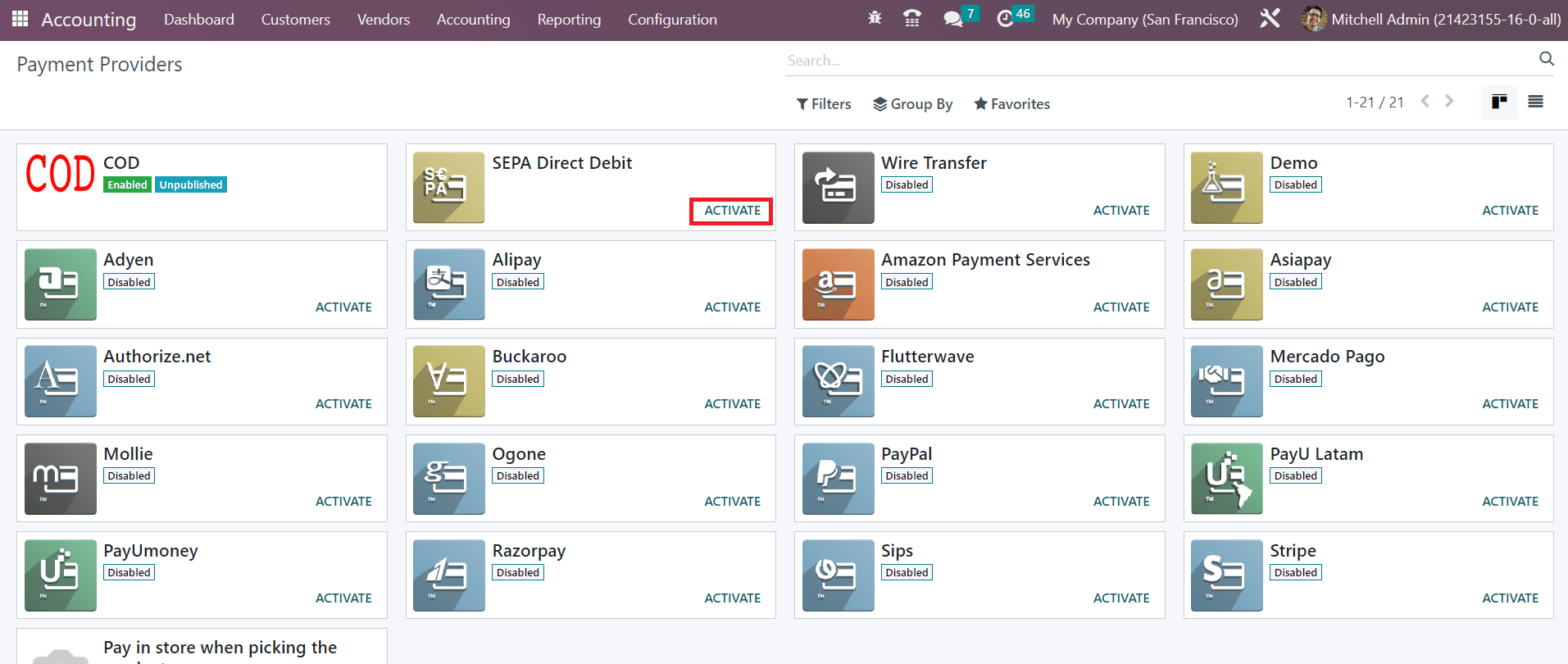 Odoo 16 accounting