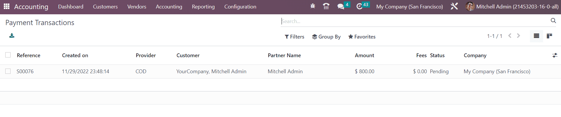 Odoo 16 accounting