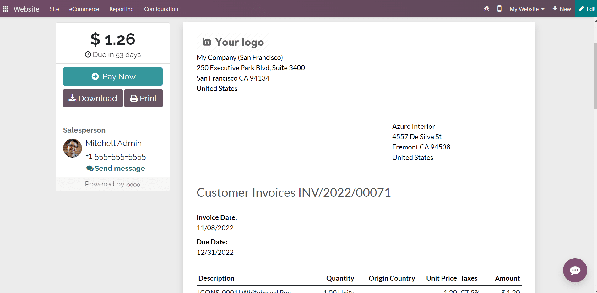 Odoo 16 accounting