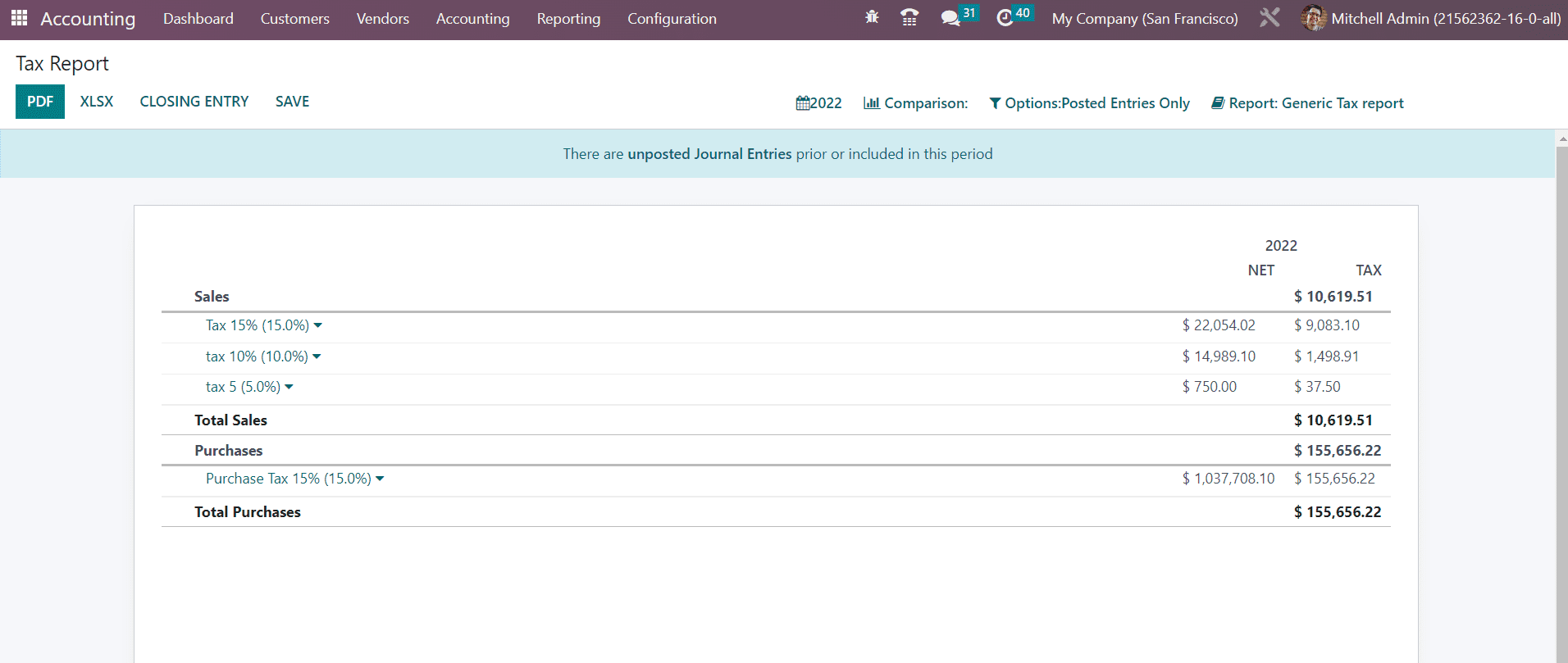 Odoo 16 accounting