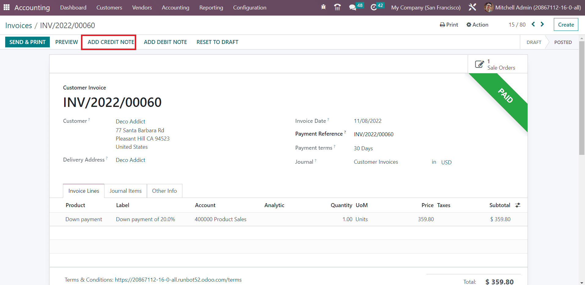 Odoo 16 accounting
