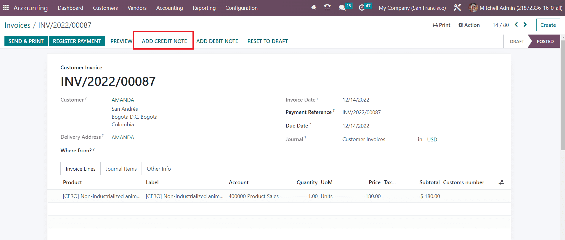 Odoo 16 accounting