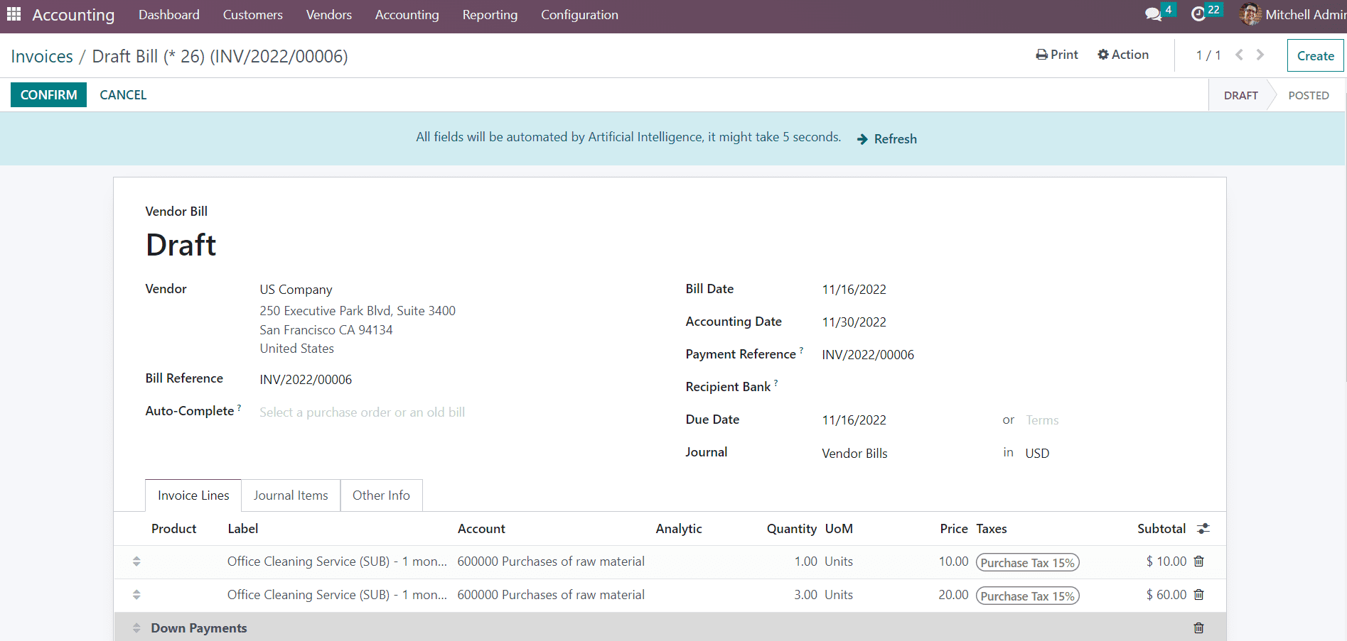 Odoo 16 accounting