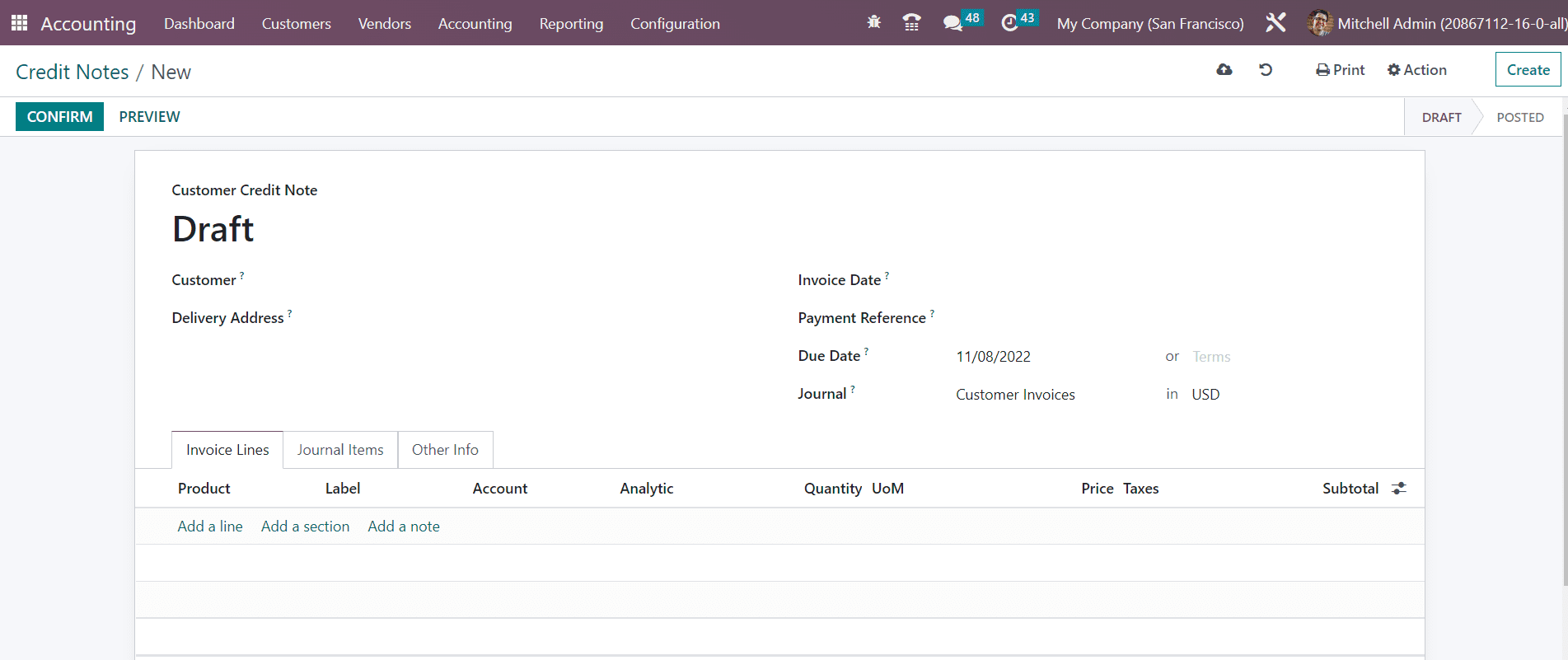 Odoo 16 accounting