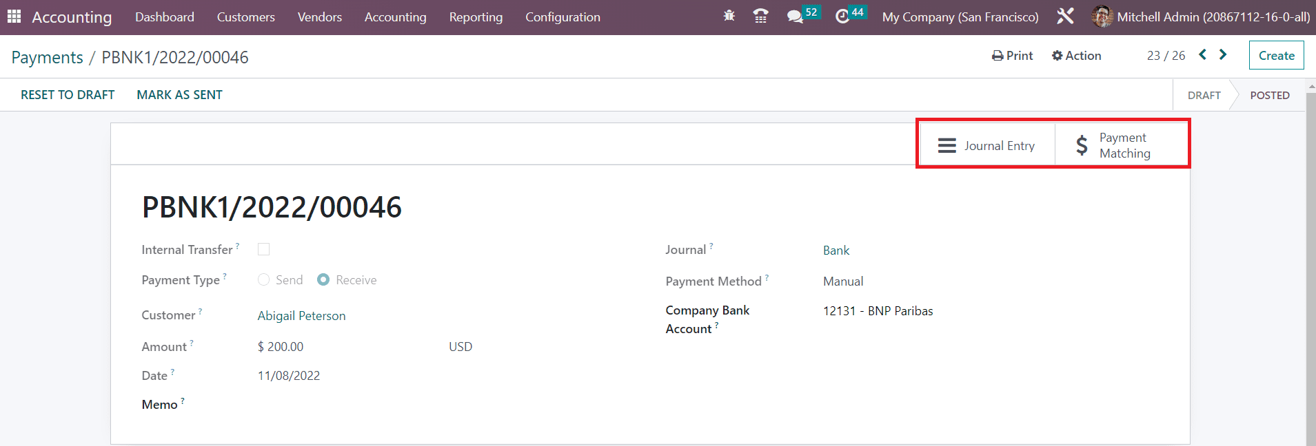 Odoo 16 accounting