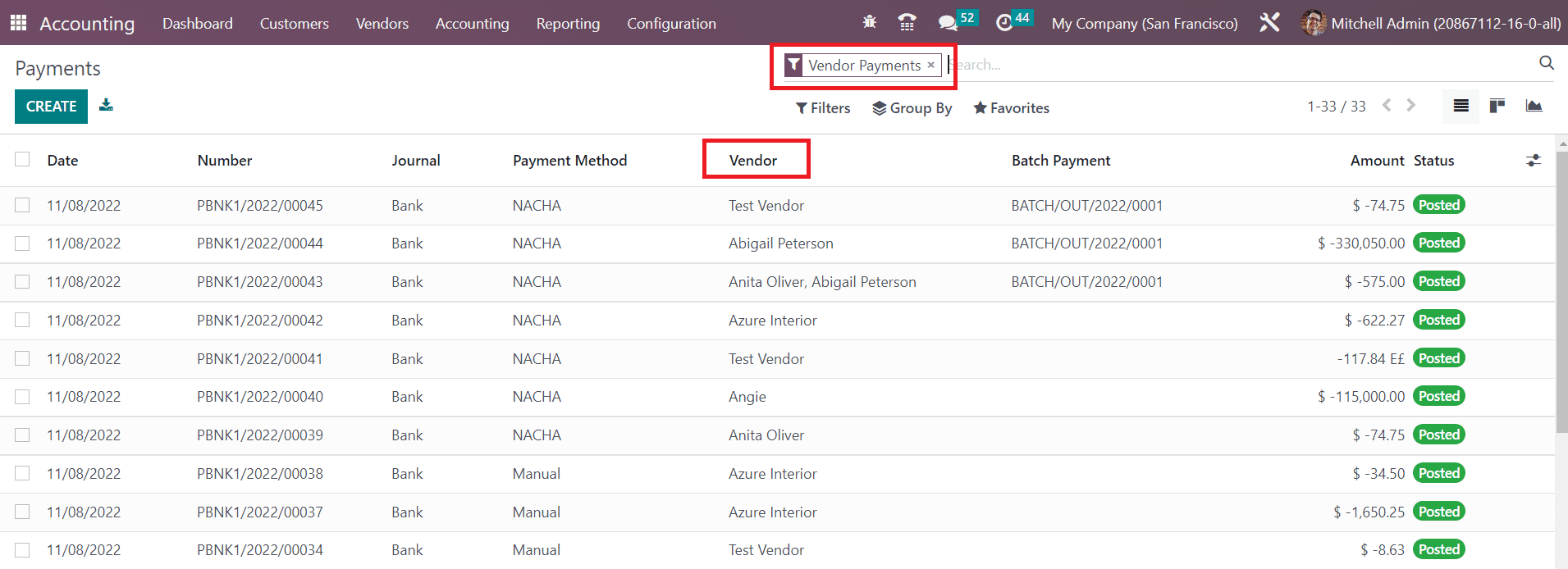 Odoo 16 accounting