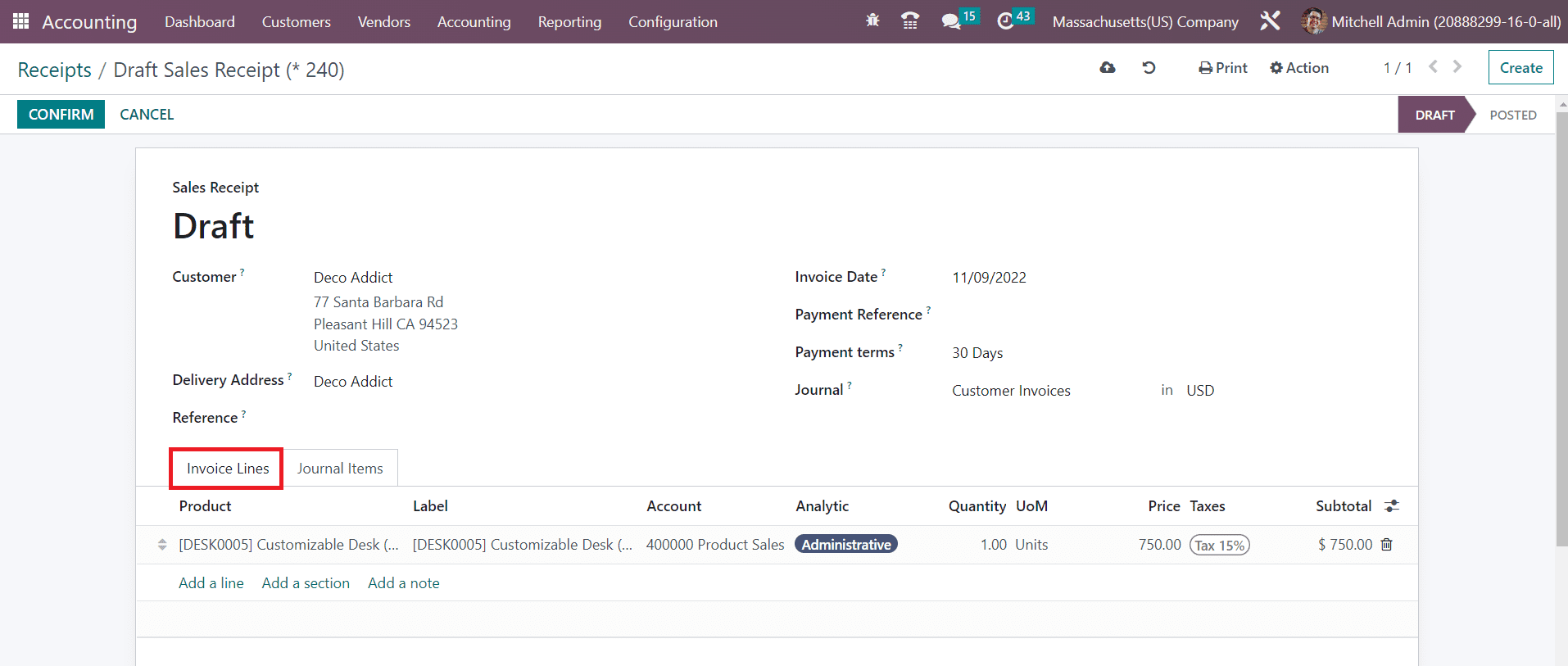 Odoo 16 accounting