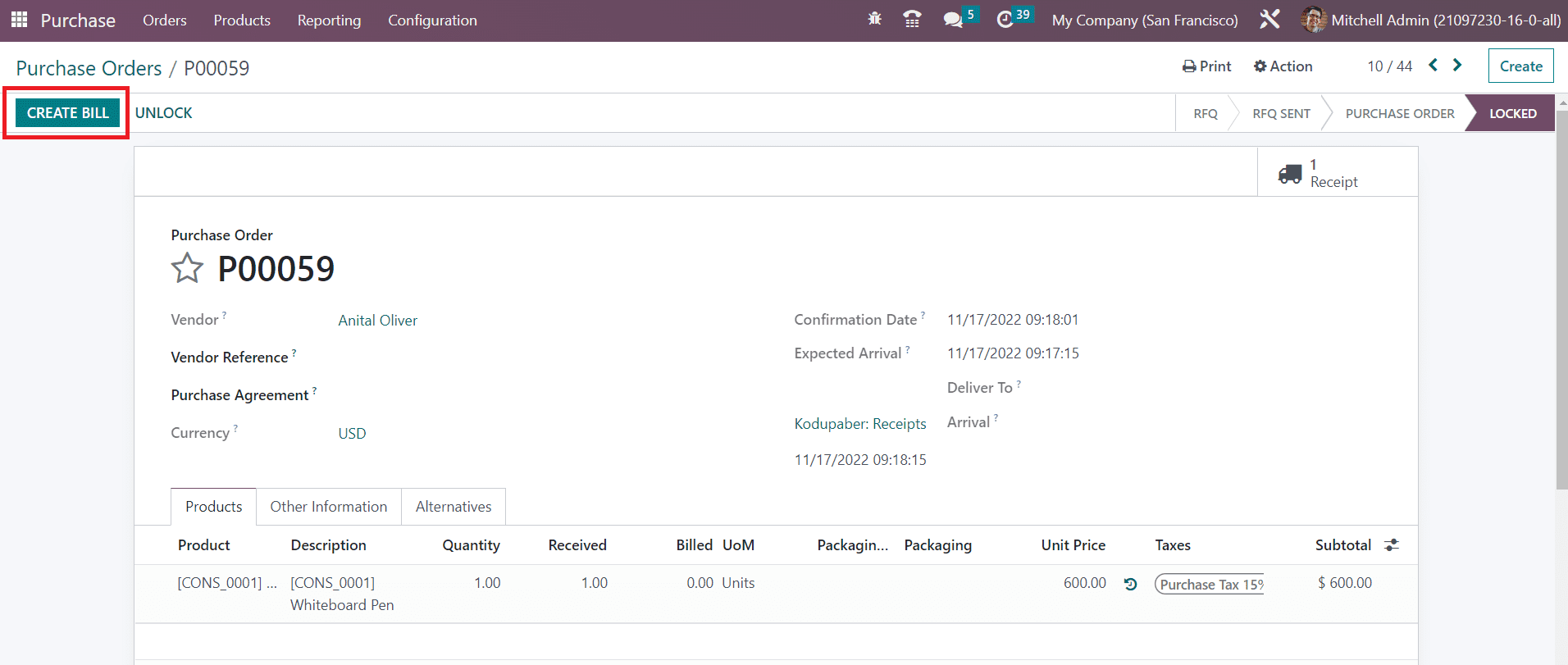 Odoo 16 accounting