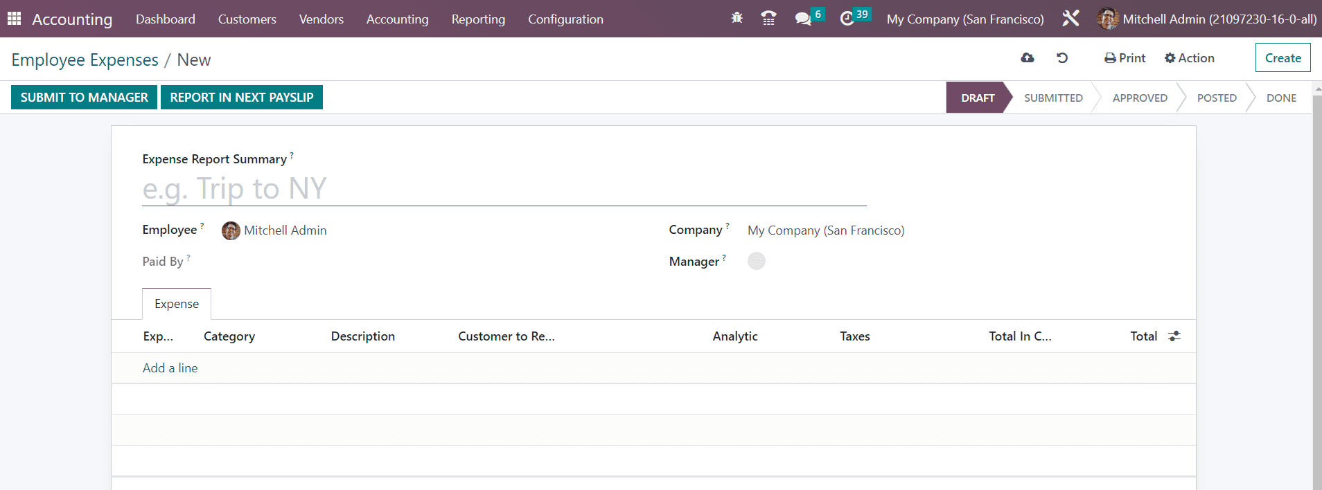 Odoo 16 accounting