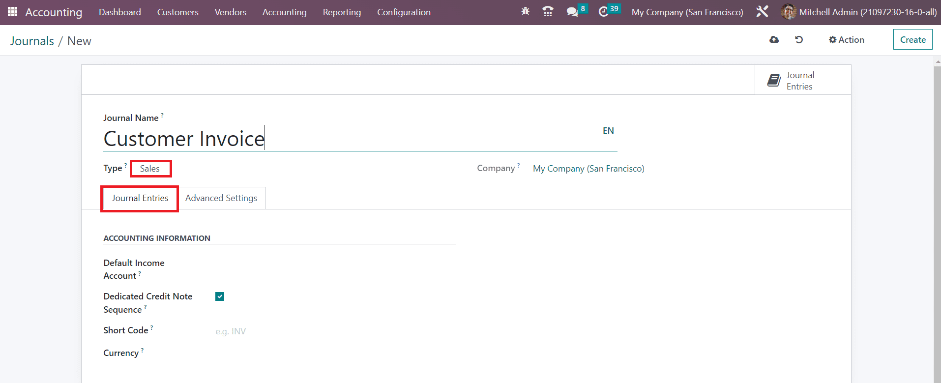 Odoo 16 accounting
