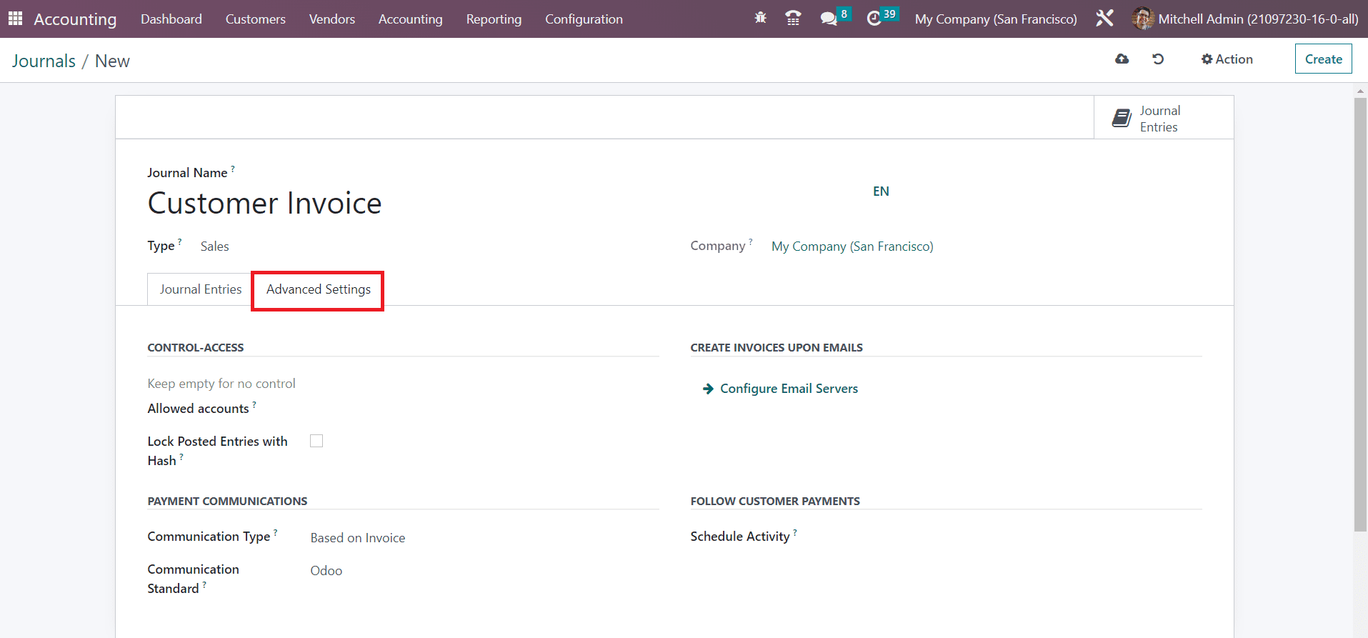 Odoo 16 accounting