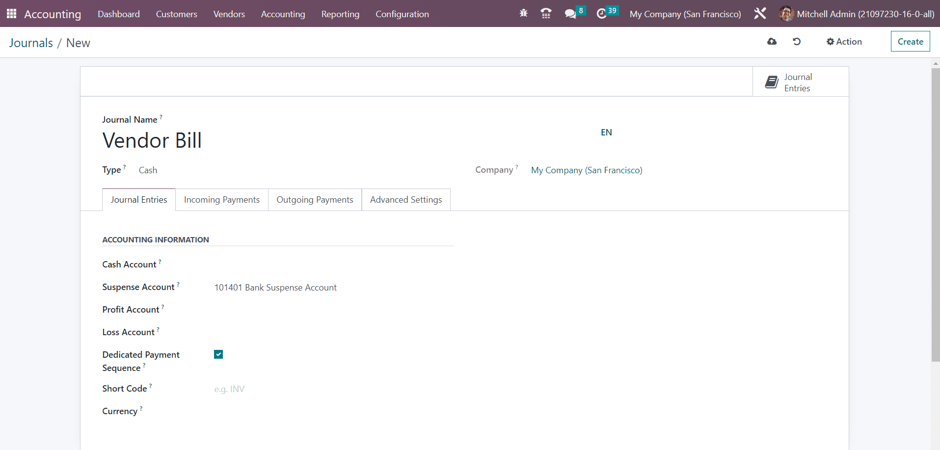 Odoo 16 accounting