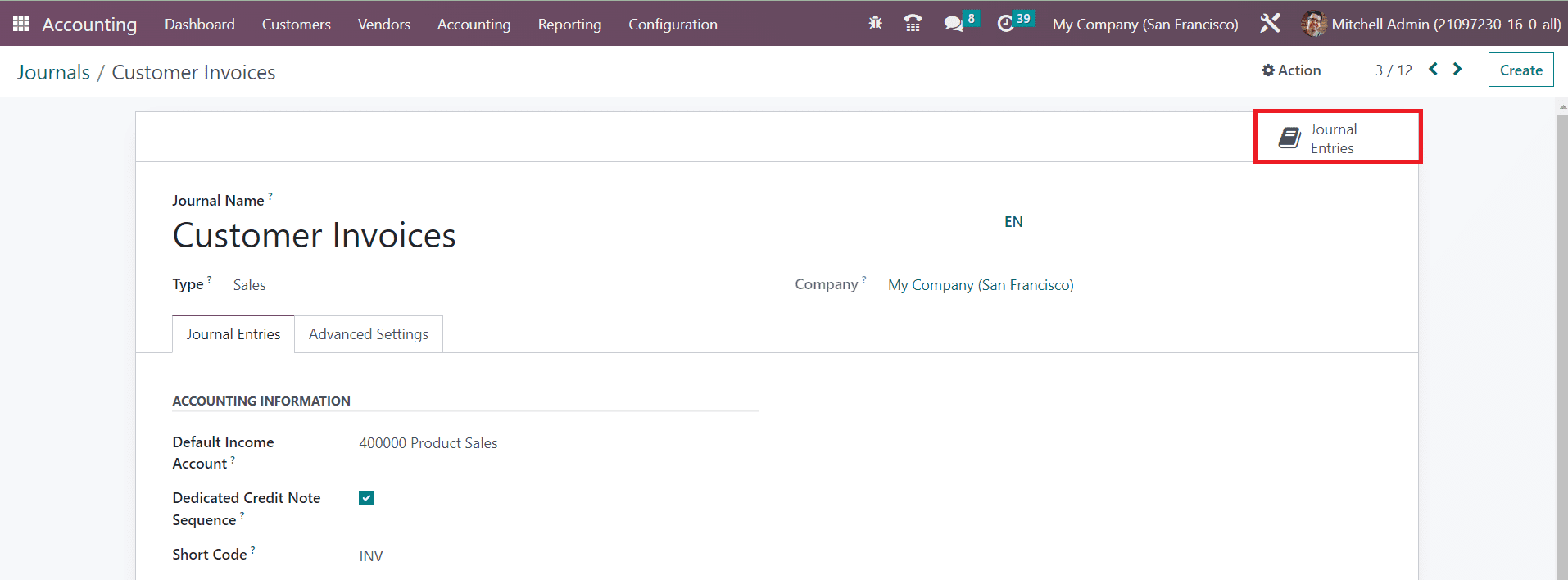Odoo 16 accounting
