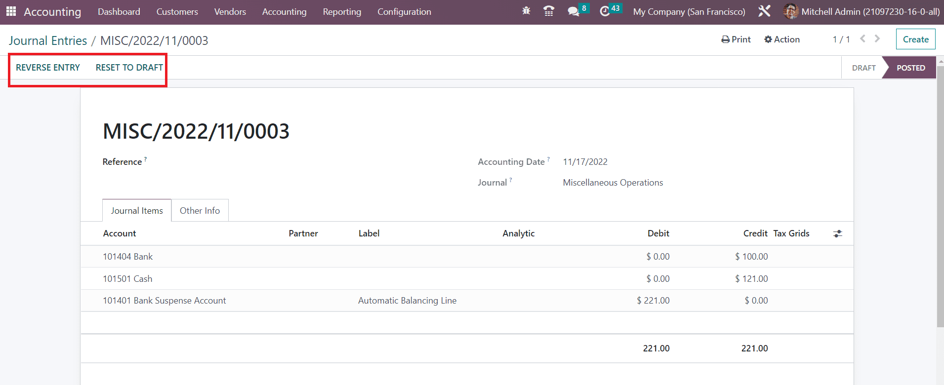 Odoo 16 accounting