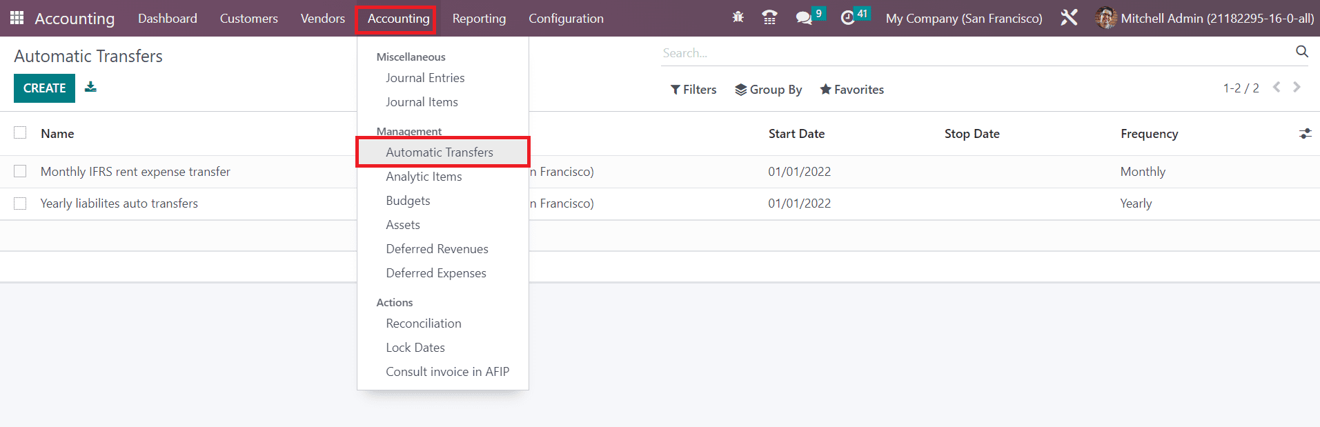 Odoo 16 accounting