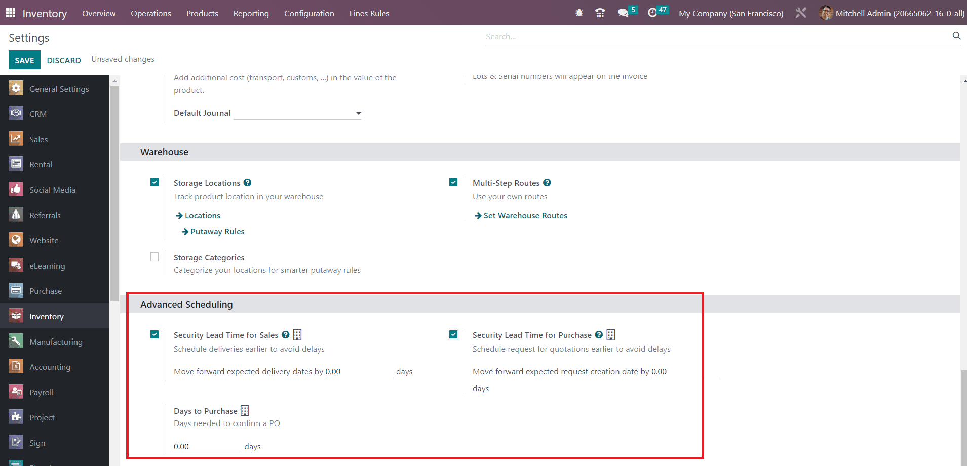 Odoo 16 inventory