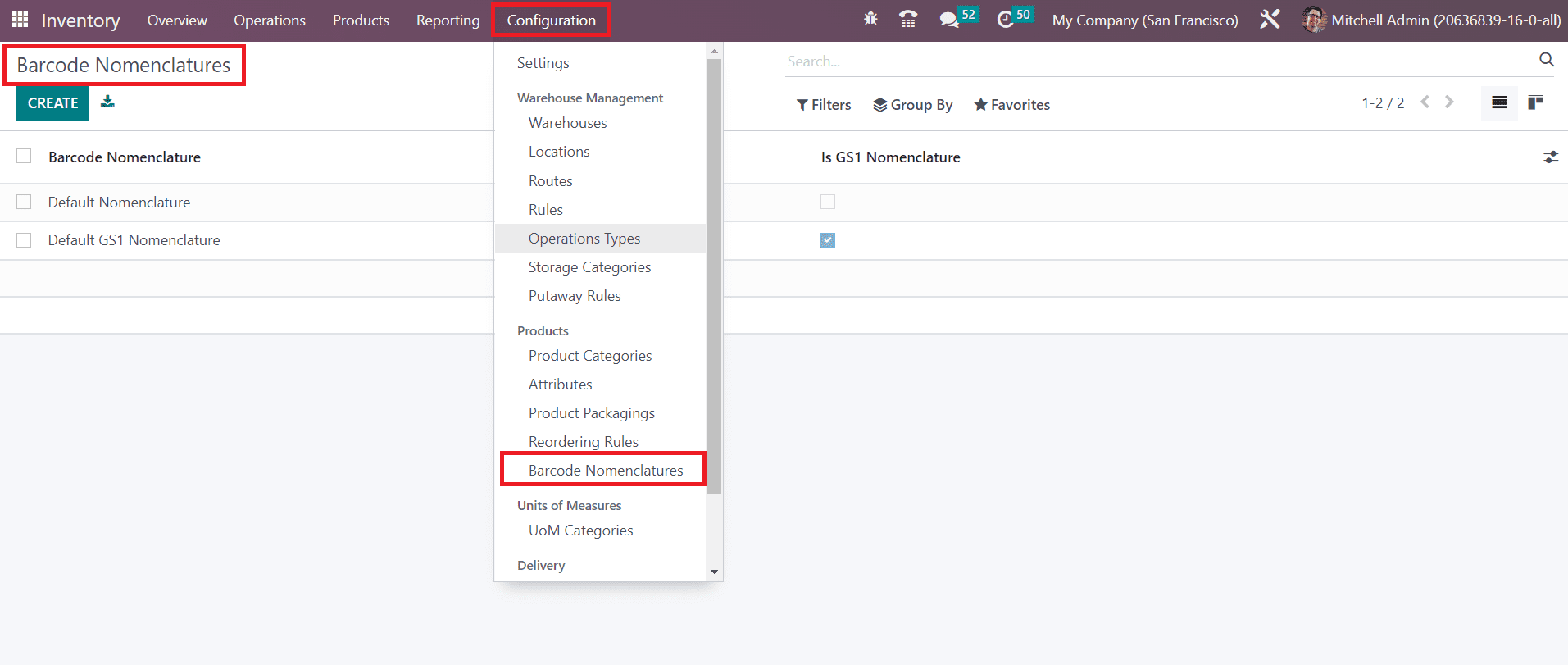 Odoo 16 inventory