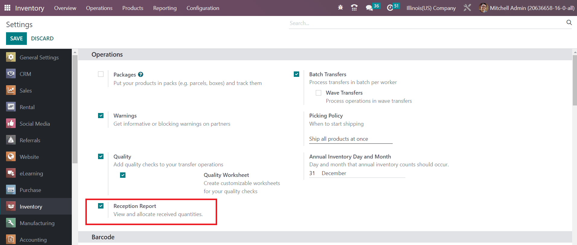Odoo 16 inventory