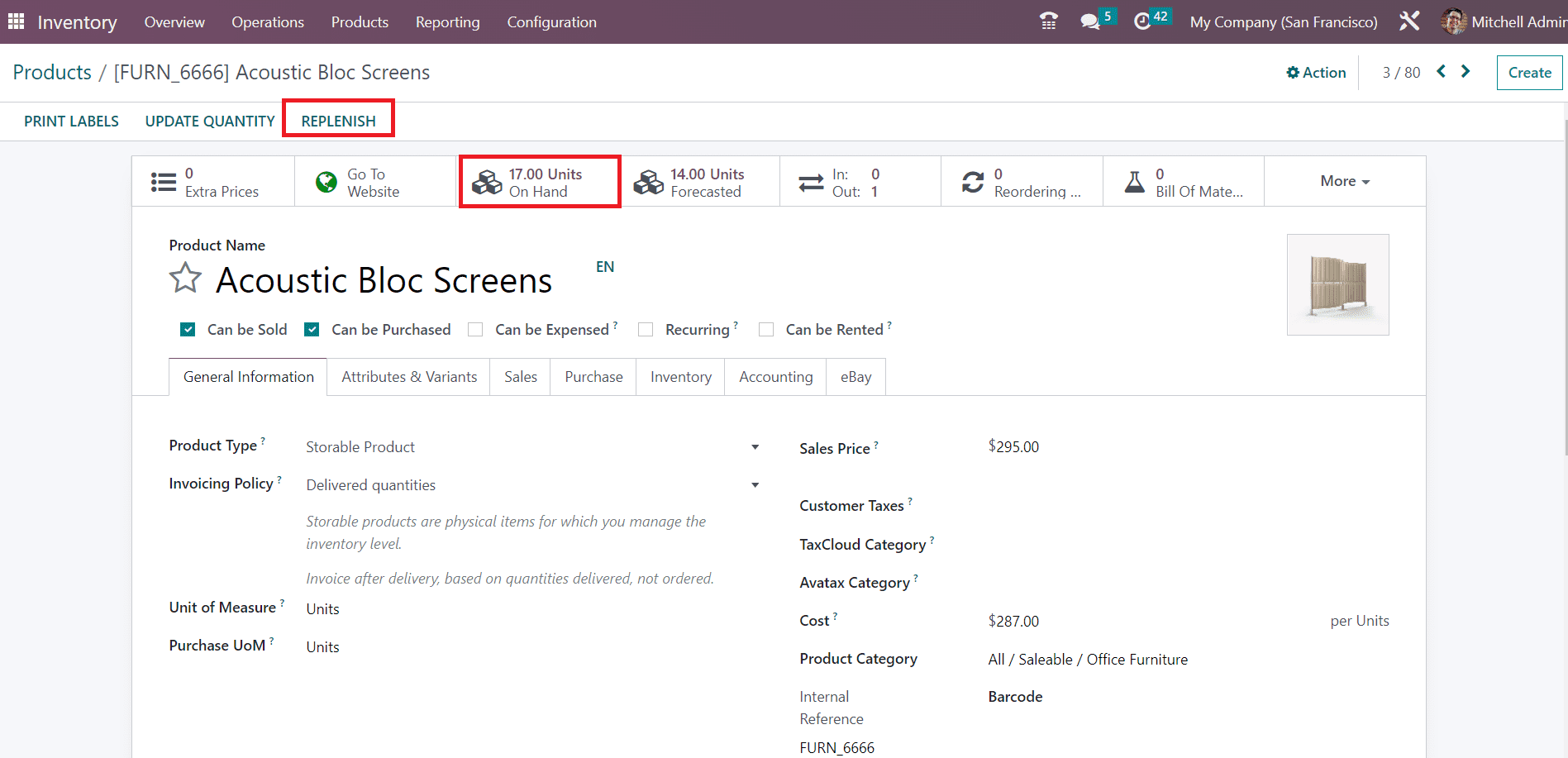 Odoo 16 inventory