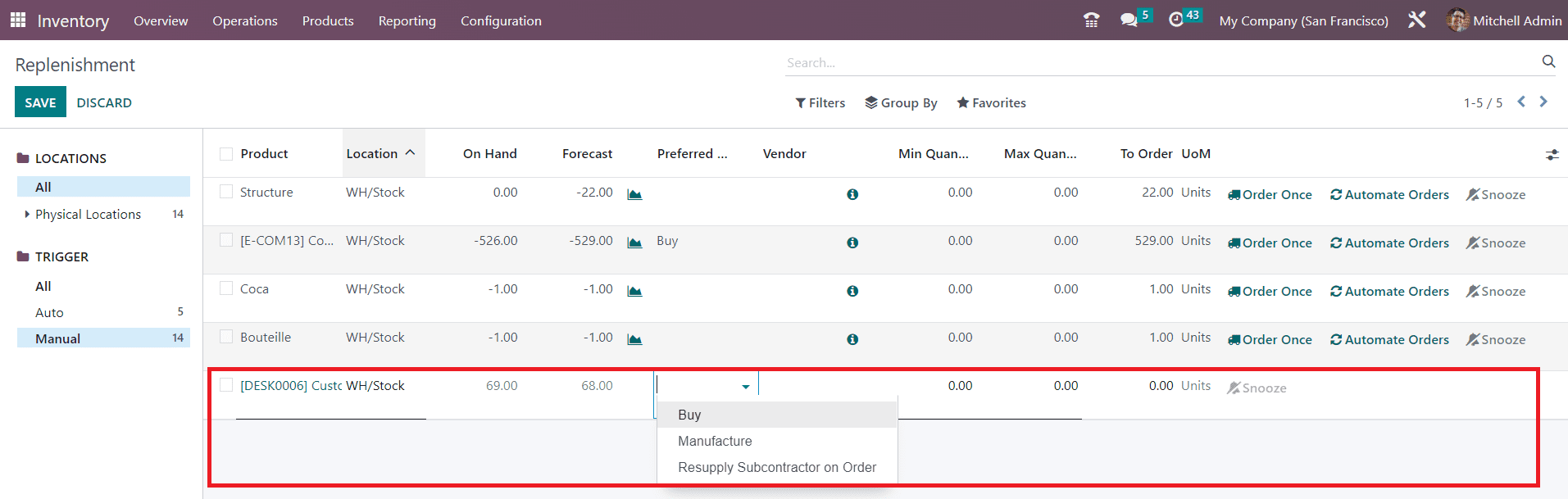 Odoo 16 inventory