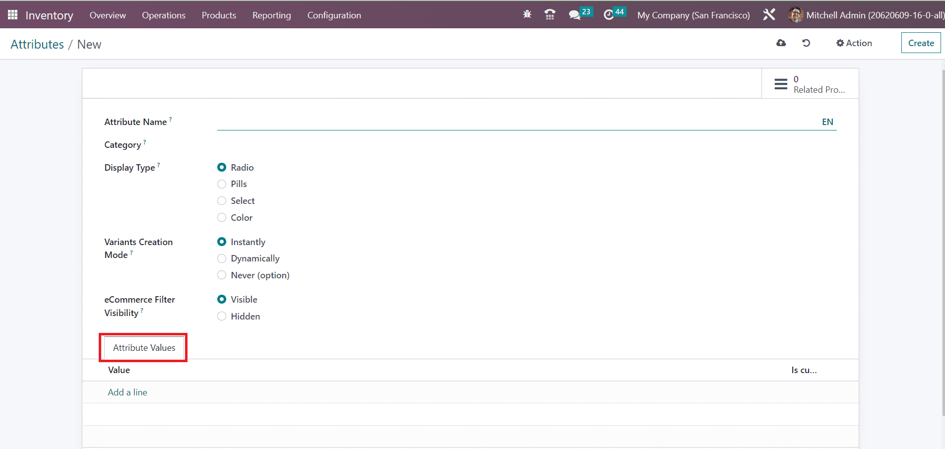 Odoo 16 inventory