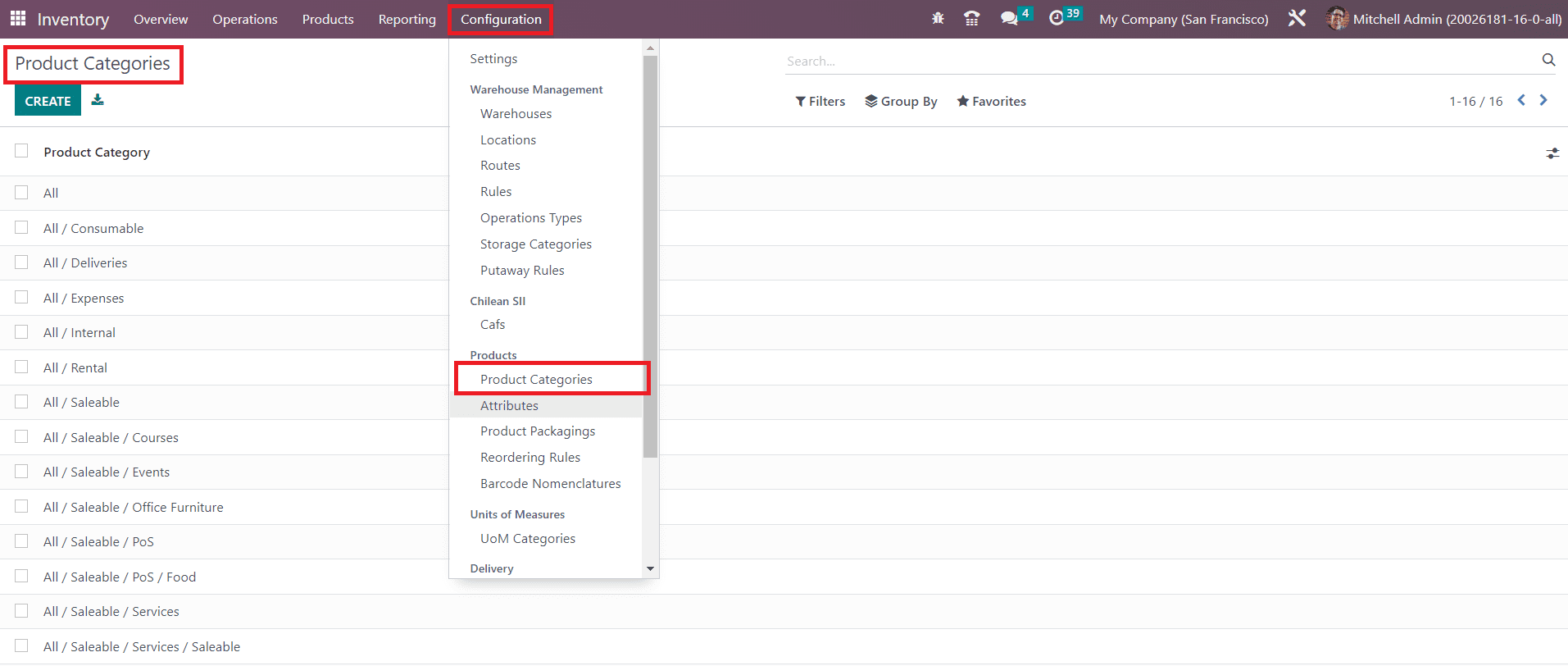 Odoo 16 inventory