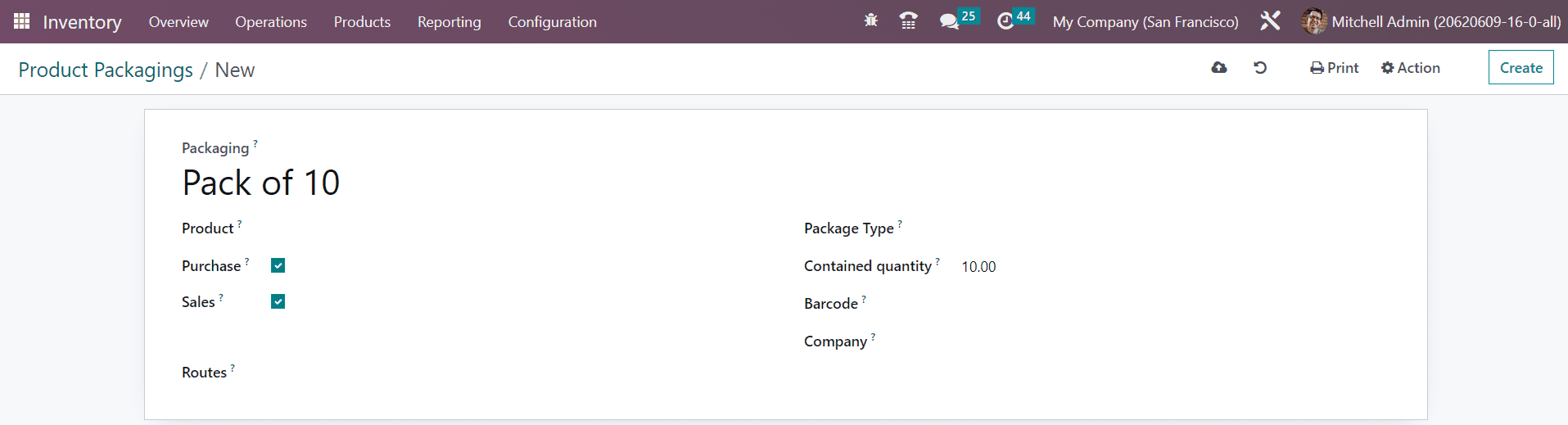 Odoo 16 inventory
