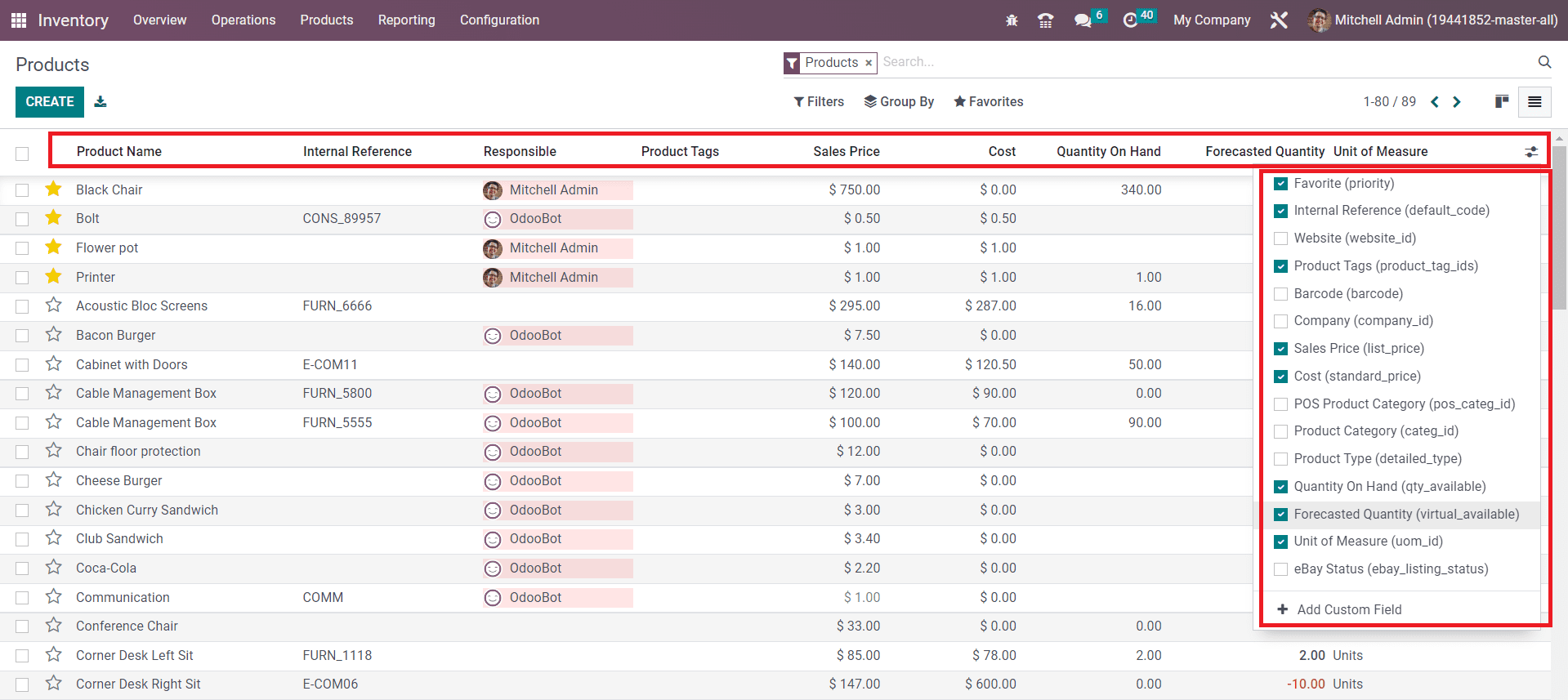 Odoo 16 inventory