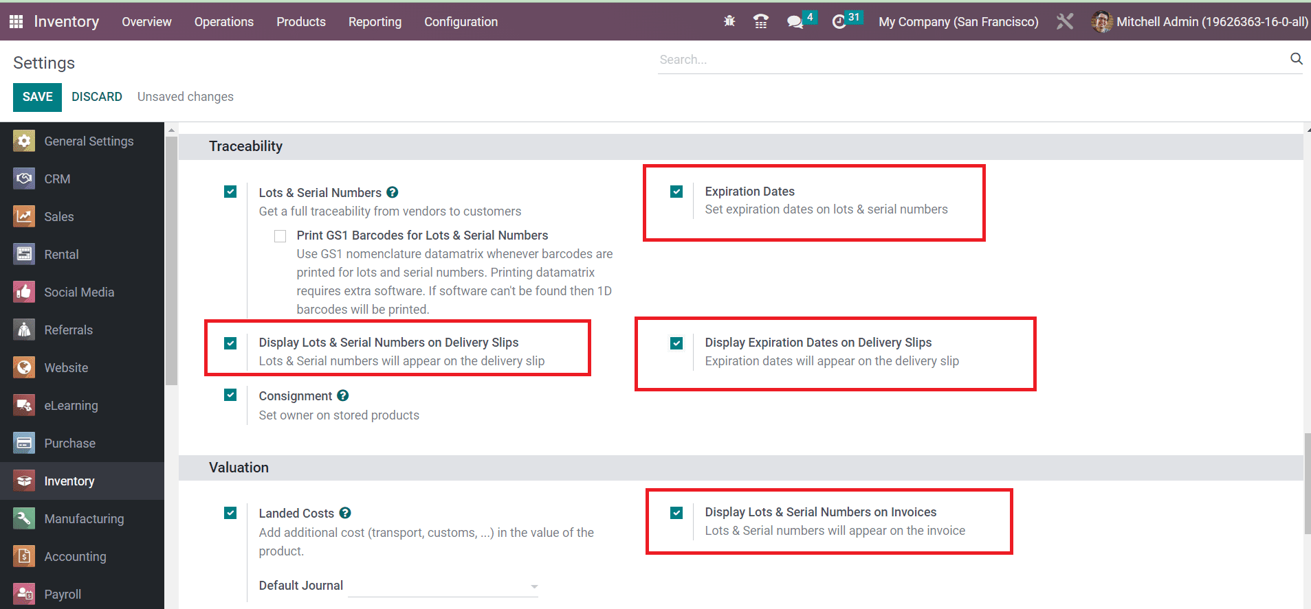 Odoo 16 inventory