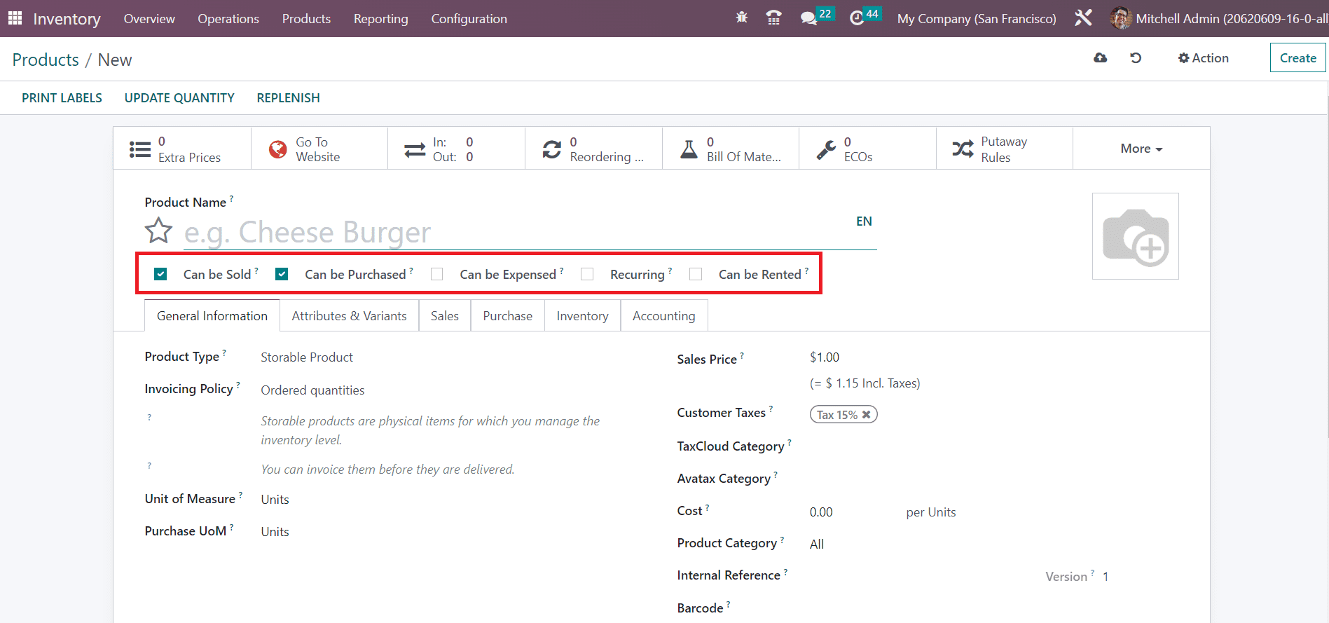 Odoo 16 inventory