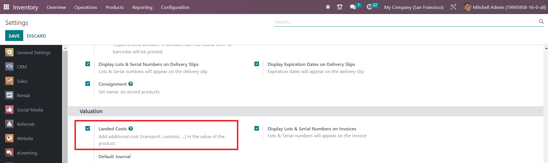 Odoo 16 inventory
