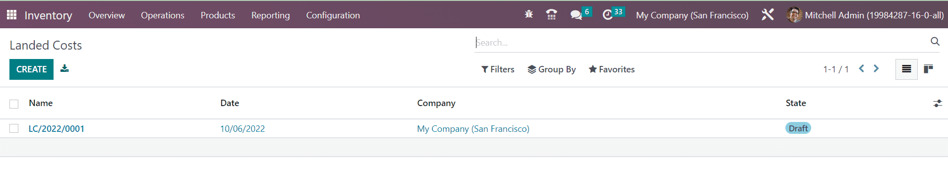 Odoo 16 inventory