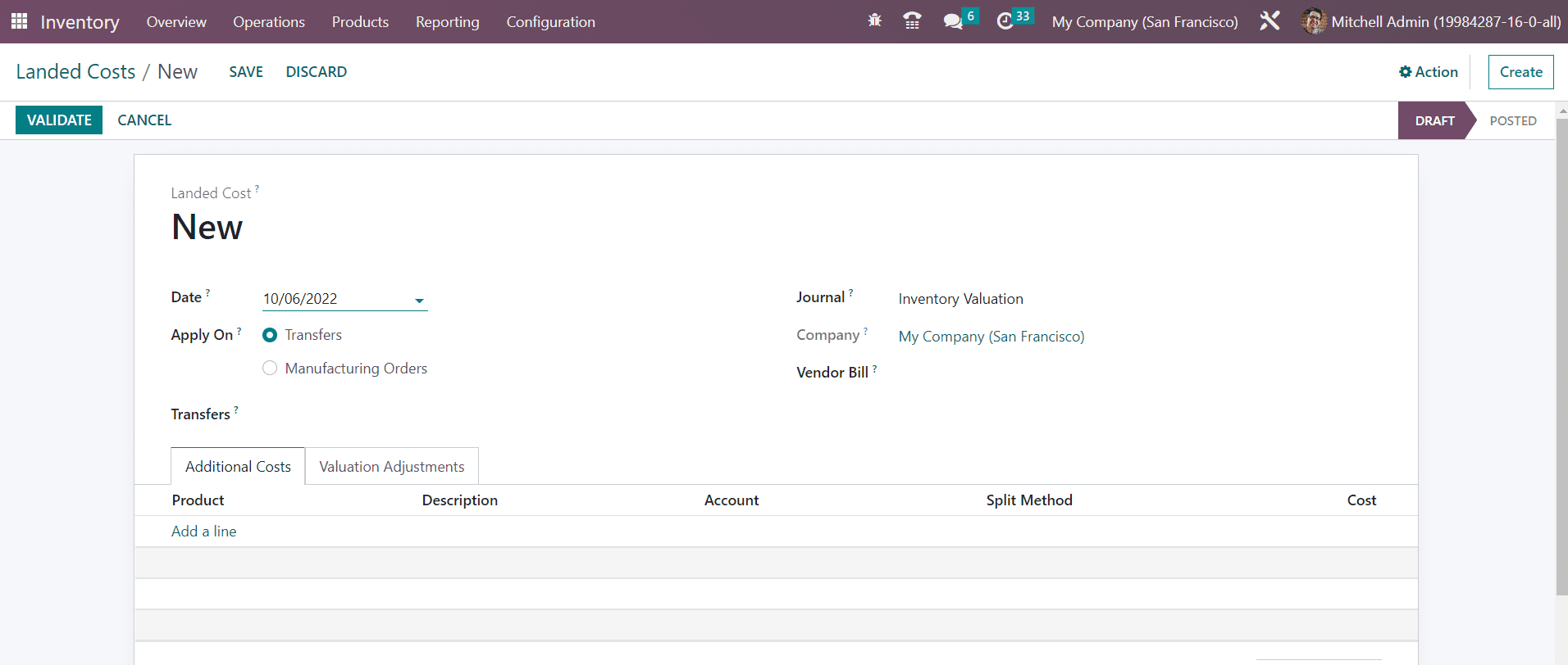 Odoo 16 inventory