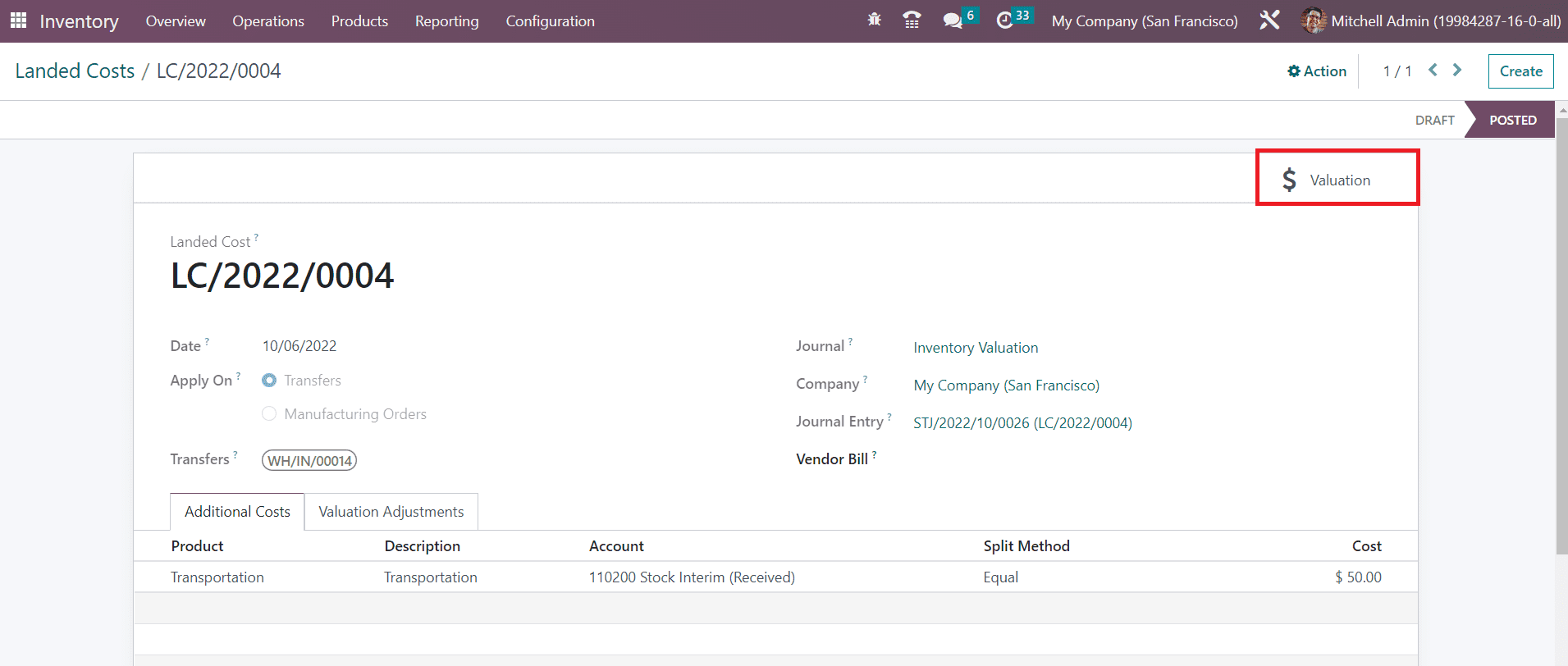 Odoo 16 inventory