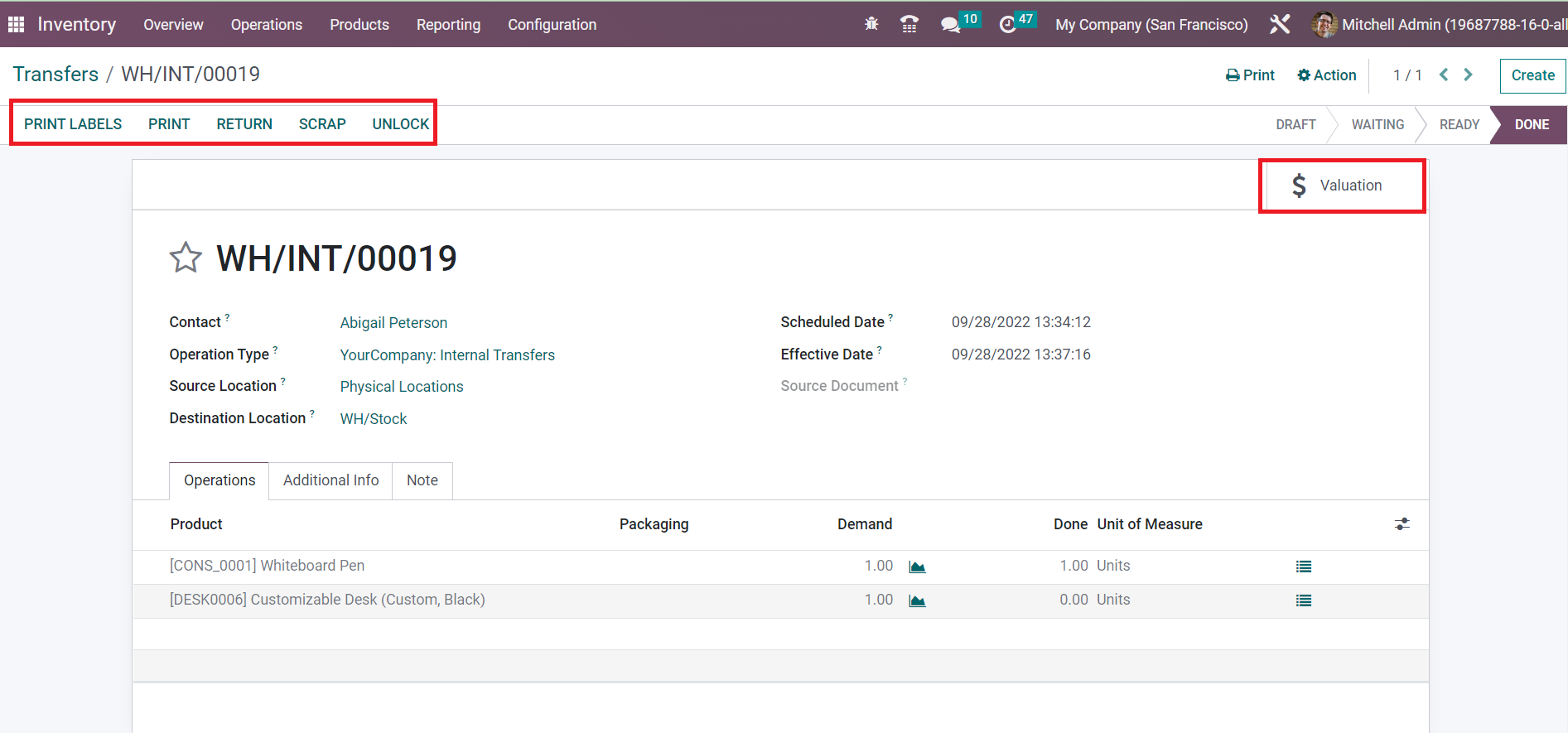 Odoo 16 inventory