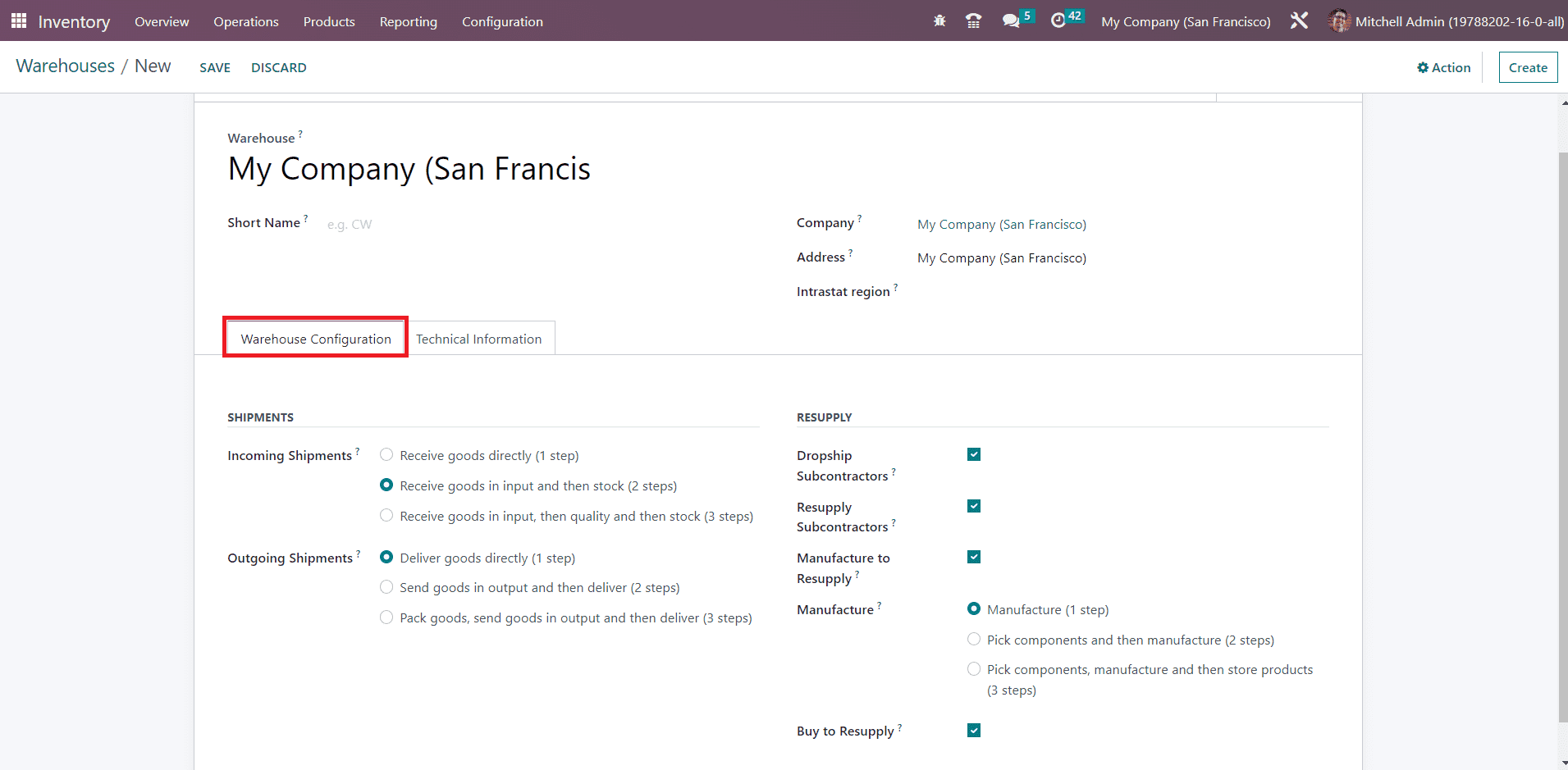 Odoo 16 inventory