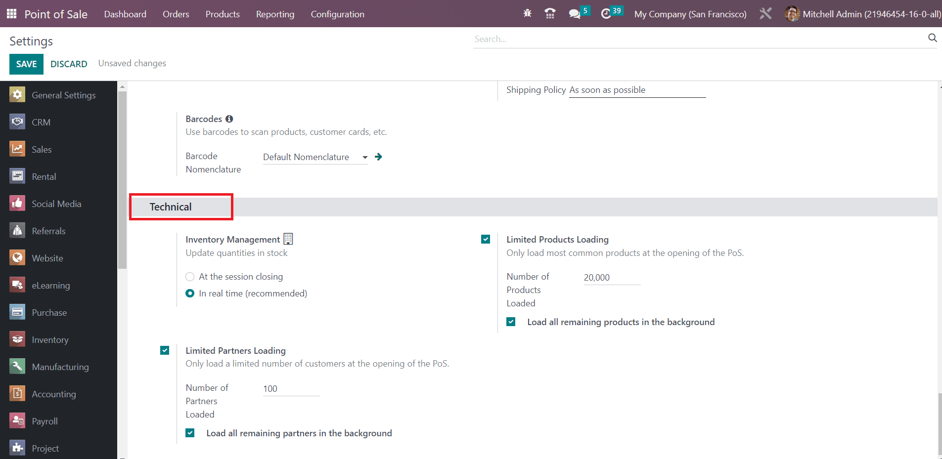 Odoo 16 pos